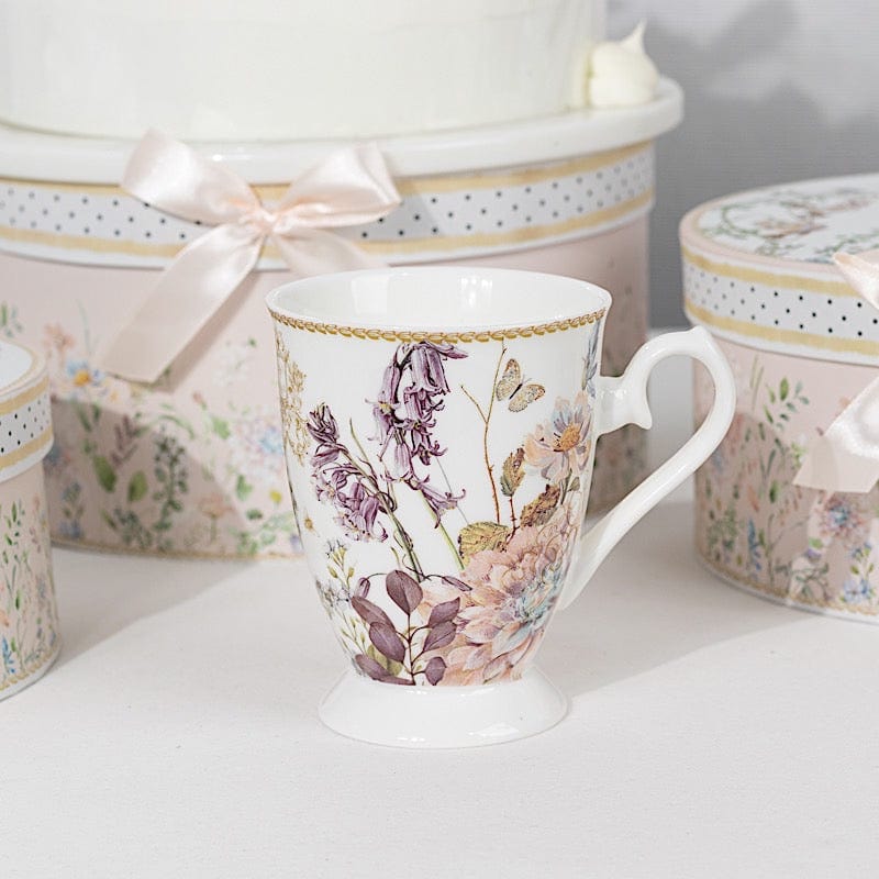 2 Porcelain Coffee Cups with Gift Box and Ribbon Handle