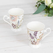 2 Porcelain Coffee Cups with Gift Box and Ribbon Handle