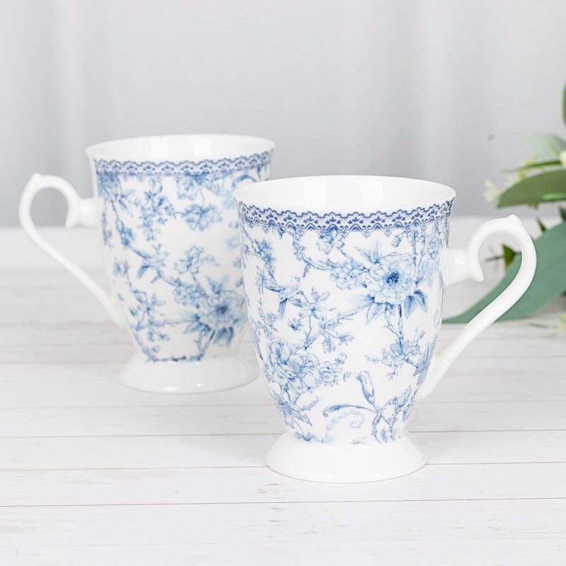 2 Porcelain Coffee Cups with Gift Box and Ribbon Handle