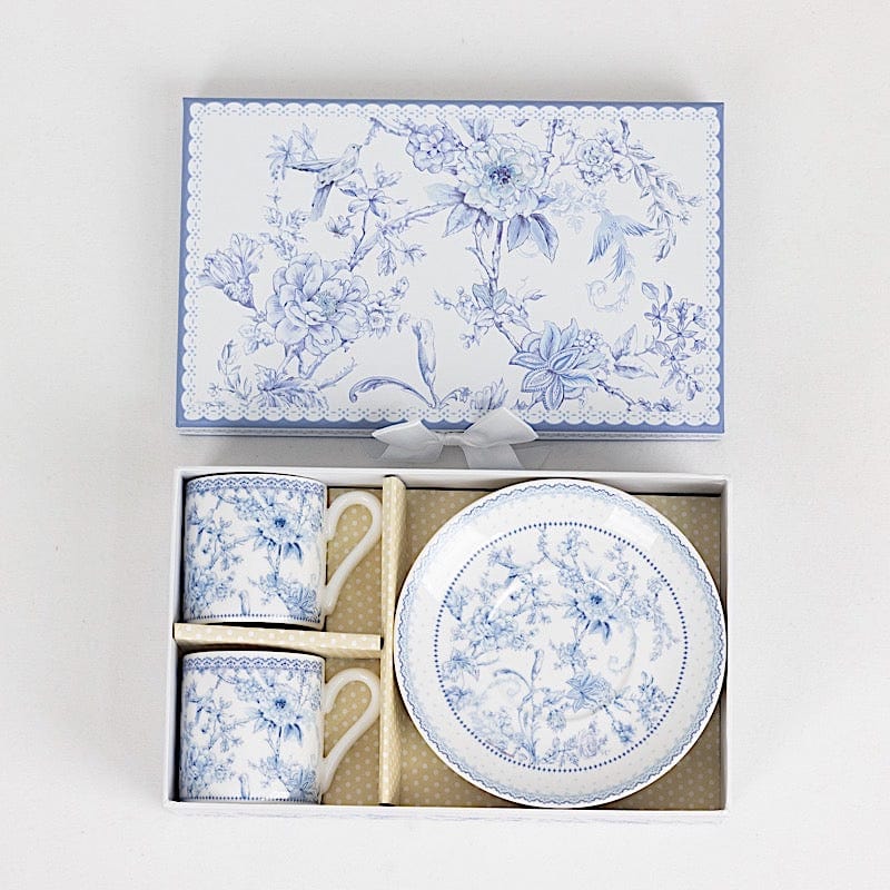2 Porcelain Espresso Cups and Saucers with Gift Box