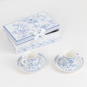 2 Porcelain Espresso Cups and Saucers with Gift Box