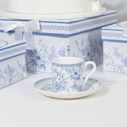 2 Porcelain Espresso Cups and Saucers with Gift Box
