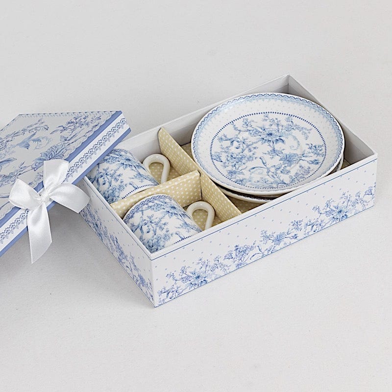 2 Porcelain Espresso Cups and Saucers with Gift Box
