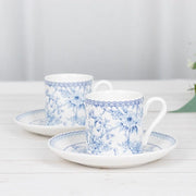 2 Porcelain Espresso Cups and Saucers with Gift Box