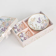 2 Porcelain Espresso Cups and Saucers with Gift Box