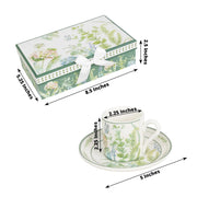 2 Porcelain Espresso Cups and Saucers with Gift Box