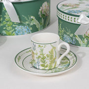 2 Porcelain Espresso Cups and Saucers with Gift Box