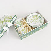 2 Porcelain Espresso Cups and Saucers with Gift Box