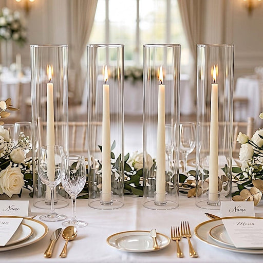 2 psc 20" Cylinder Glass Hurricane Candle Holder Shades - Clear CHDLR_CAND_030_GLASS_20X4
