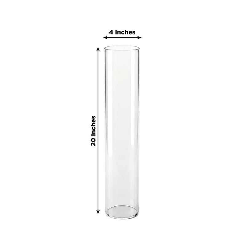 2 psc 20" Cylinder Glass Hurricane Candle Holder Shades - Clear CHDLR_CAND_030_GLASS_20X4