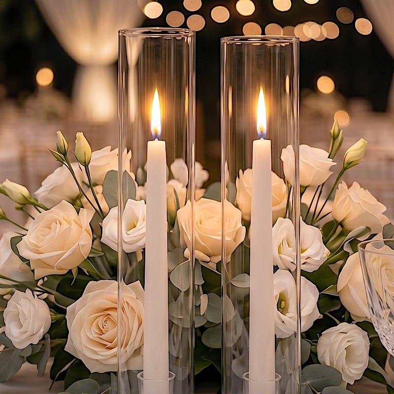 2 psc 20" Cylinder Glass Hurricane Candle Holder Shades - Clear CHDLR_CAND_030_GLASS_20X4