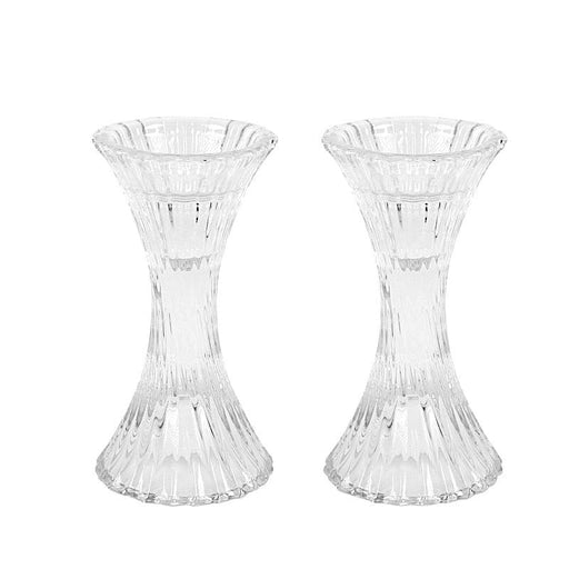 2 Reversible 5" Hour Glass Pillar Taper Candle Holders Centerpieces - Clear CAND_HOLD_TP005_CLR