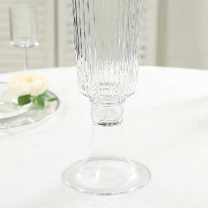 2 Ribbed 26" Tall Glass Trumpet Vases Centerpieces - Clear VASE_A74_RIB_25_CLR_PK2