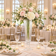 2 Ribbed 26" Tall Glass Trumpet Vases Centerpieces - Clear VASE_A74_RIB_25_CLR_PK2