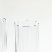 2 Ribbed Candelabra Candle Holder Glass Shades - Clear