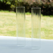 2 Ribbed Candelabra Candle Holder Glass Shades - Clear