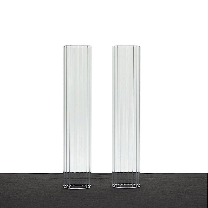 2 Ribbed Candelabra Candle Holder Glass Shades - Clear CHDLR_CAND_030_RIB_GLASS_10