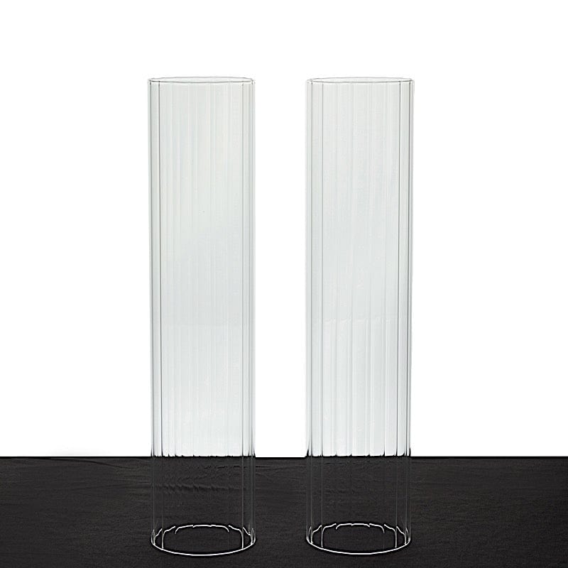 2 Ribbed Candelabra Candle Holder Glass Shades - Clear CHDLR_CAND_030_RIB_GLASS_14
