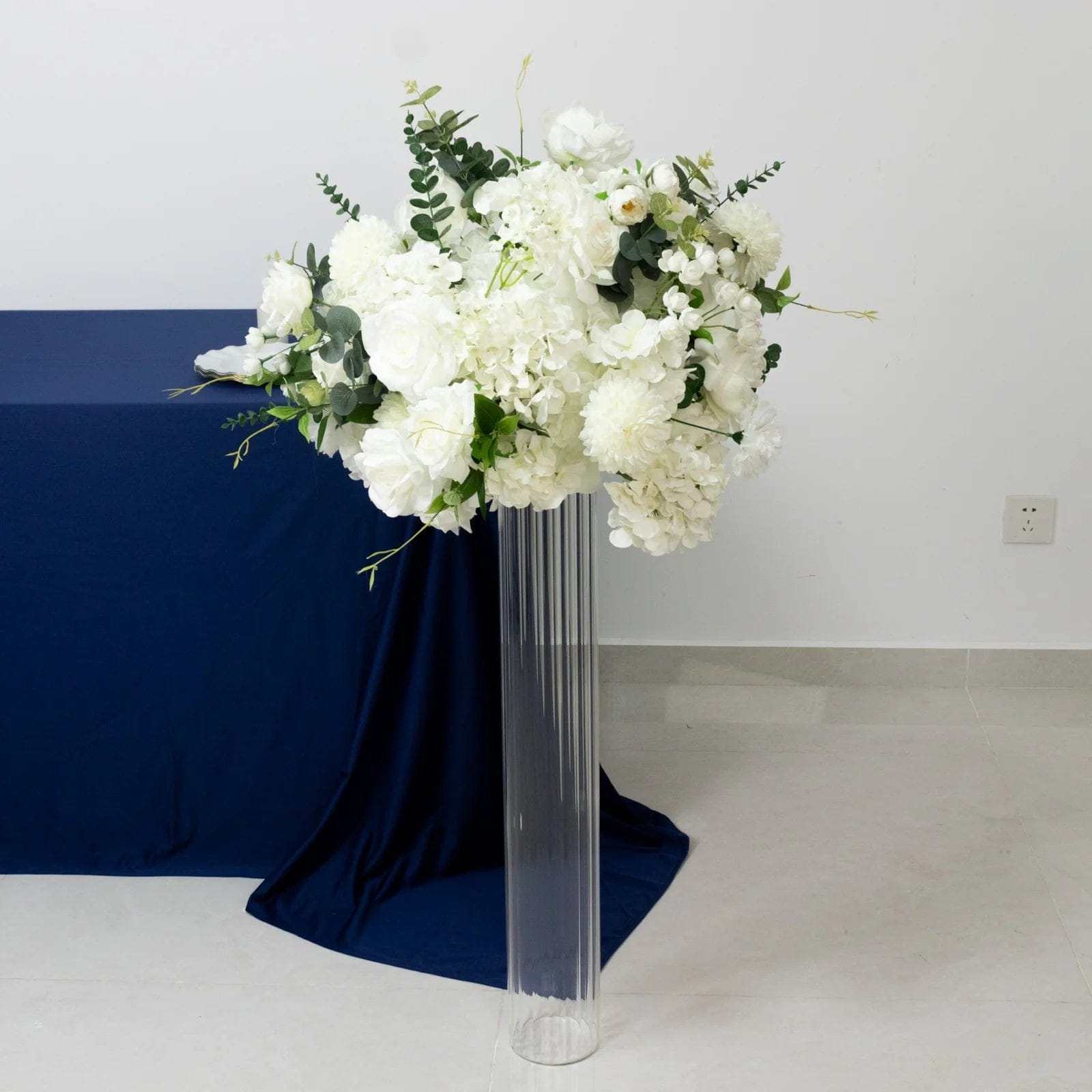 2 Ribbed Cylinder Glass Vases Wedding Centerpieces - Clear