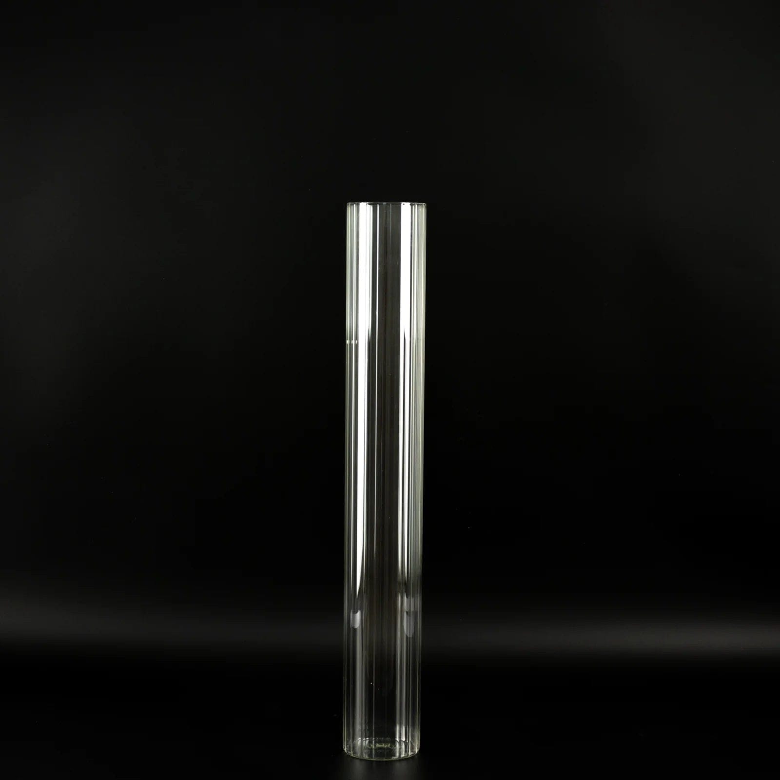 2 Ribbed Cylinder Glass Vases Wedding Centerpieces - Clear