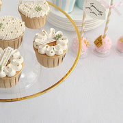 2 Round 12" Plastic Cake Stand Dessert Display Riser with Gold Rim - Clear CAKE_PLST_R012_CLGD