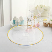 2 Round 12" Plastic Cake Stand Dessert Display Riser with Gold Rim - Clear CAKE_PLST_R012_CLGD