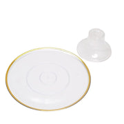 2 Round 12" Plastic Cake Stand Dessert Display Riser with Gold Rim - Clear CAKE_PLST_R012_CLGD