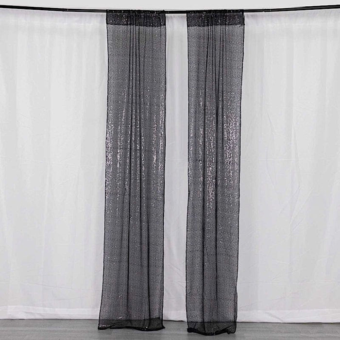2 Sequin Photo Backdrop Curtains with Rod Pockets BKDP_02_2X8_BLK