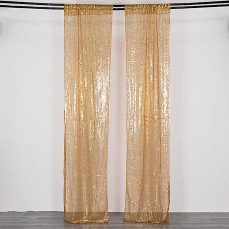 2 Sequin Photo Backdrop Curtains with Rod Pockets BKDP_02_2X8_GOLD