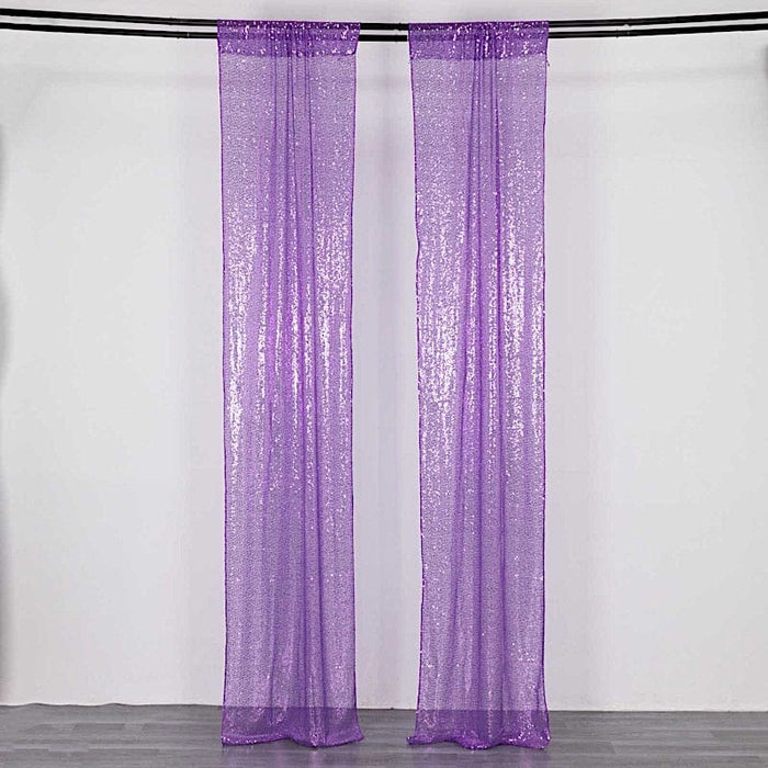 2 Sequin Photo Backdrop Curtains with Rod Pockets BKDP_02_2X8_PURP