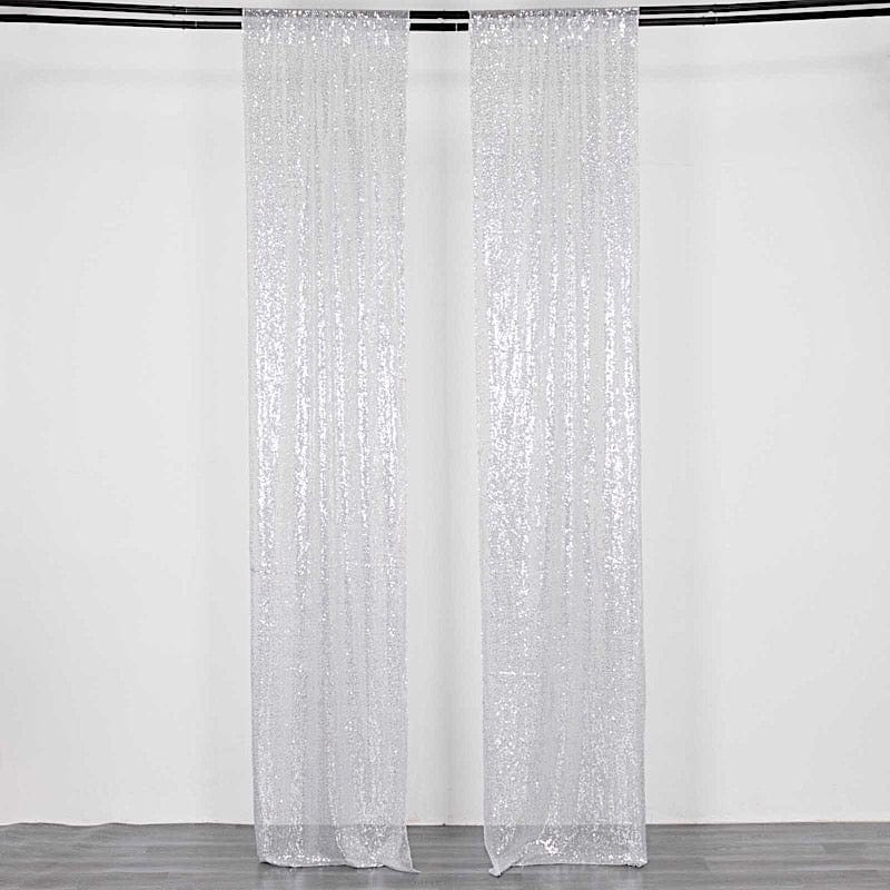 2 Sequin Photo Backdrop Curtains with Rod Pockets BKDP_02_2X8_SILV