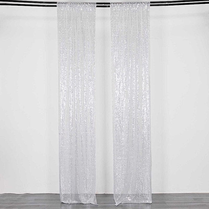 2 Sequin Photo Backdrop Curtains with Rod Pockets BKDP_02_2X8_SILV