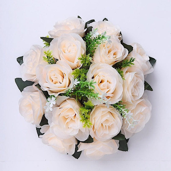 2  Silk 10" Artificial Flower Ball Bouquets for Centerpieces ARTI_BALL_RS02_10_CRM