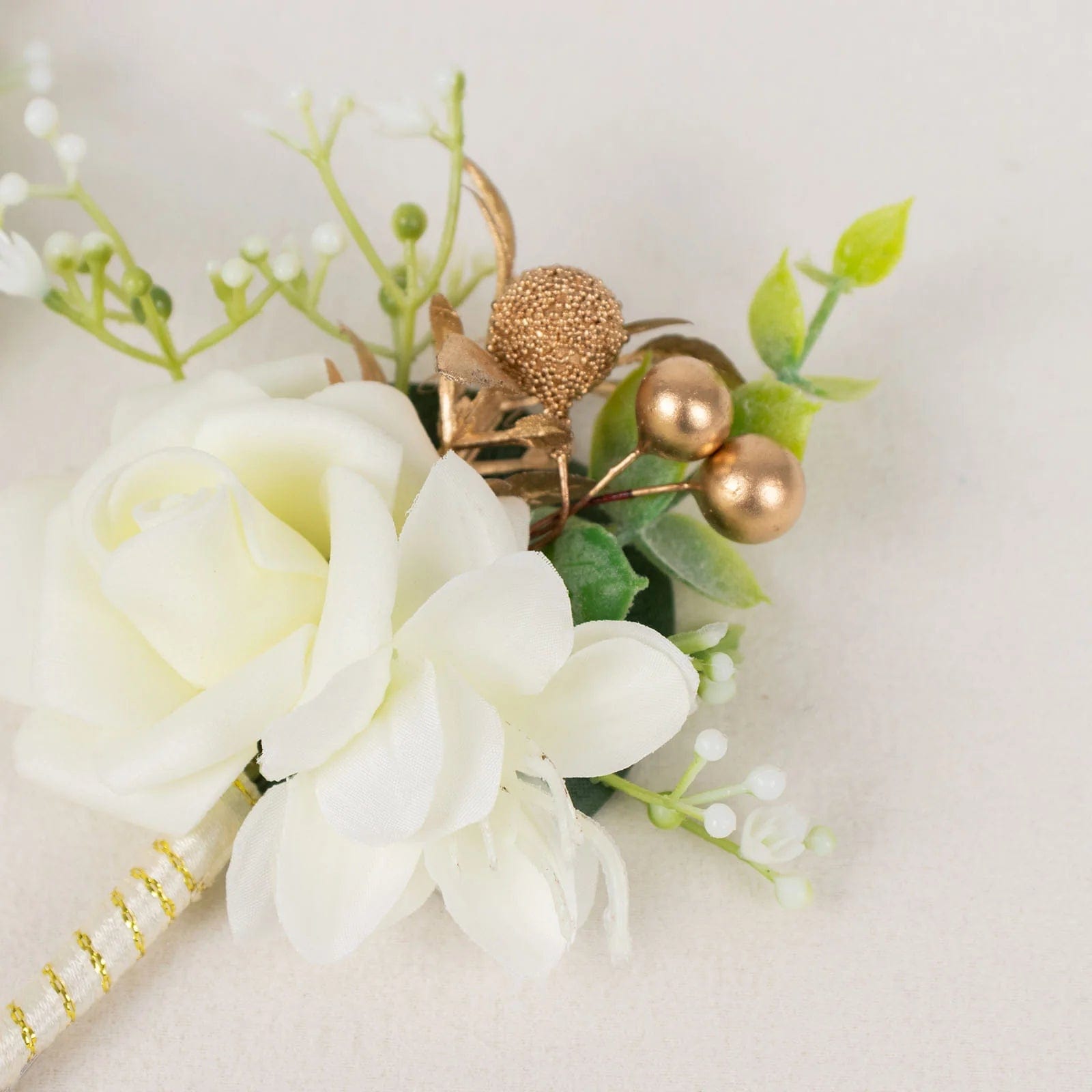 2 Silk Rose Boutonniere with Pin - White ARTI_WED_BOT01_WHT