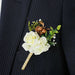 2 Silk Rose Boutonniere with Pin - White ARTI_WED_BOT01_WHT