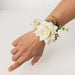 2 Silk Rose Wrist Corsage with Pearls - White ARTI_WED_COR01_WHT
