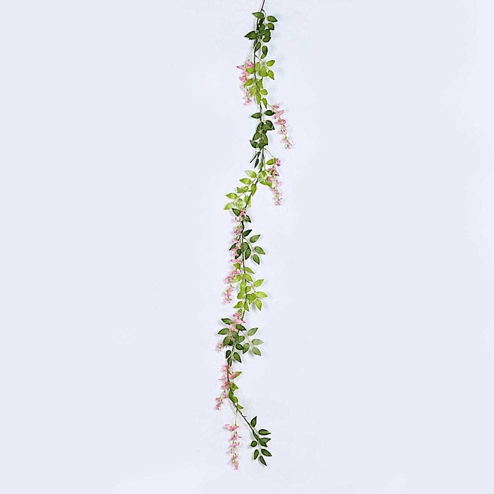 2 Silk Wisteria Flower Garland Hanging Vines ARTI_WIST03_PINK