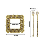 2 Square 7" Barrette Style Acrylic Crystal Curtain Tie Backs - Gold CUR_TIE_006_7_GOLD