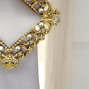 2 Square 7" Barrette Style Acrylic Crystal Curtain Tie Backs - Gold CUR_TIE_006_7_GOLD