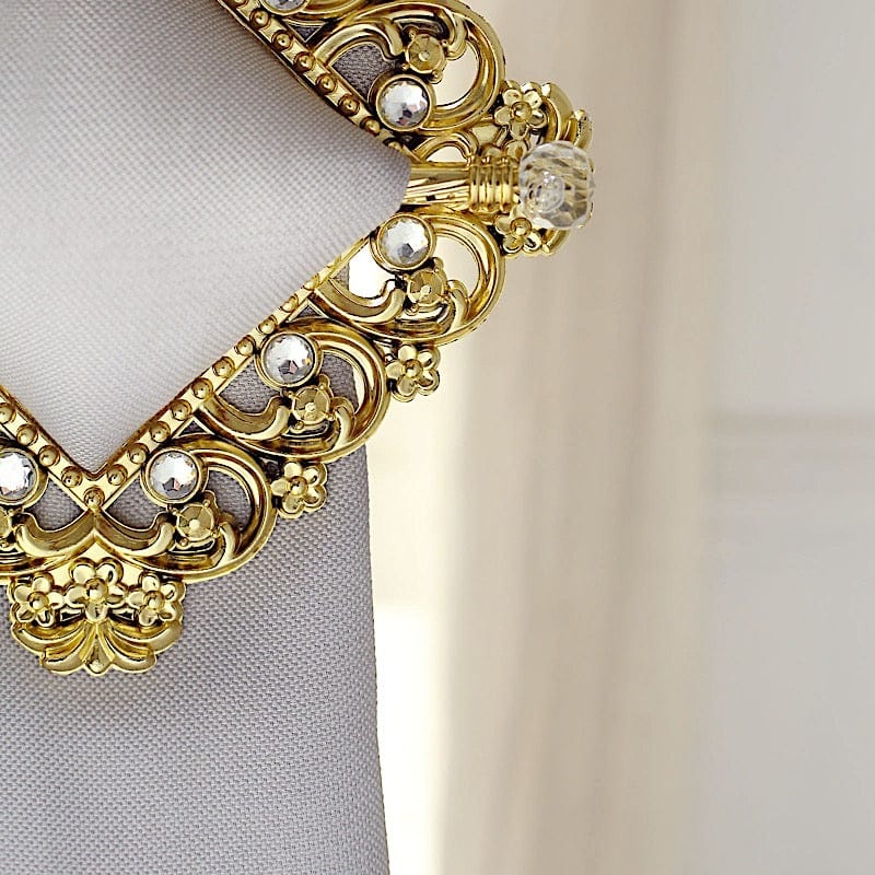 2 Square 7" Barrette Style Acrylic Crystal Curtain Tie Backs - Gold CUR_TIE_006_7_GOLD