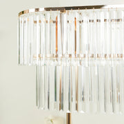 2-Tier 40" Oval Metal Chandelier Floral Stand with Crystals - Gold and Clear CHDLR_070_40X40_GOLD