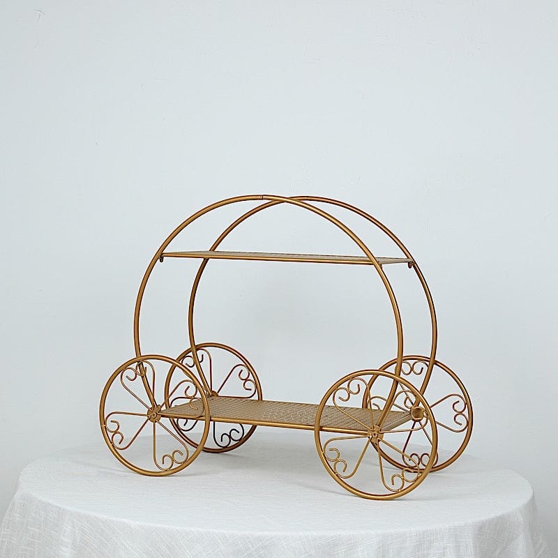 2-Tier Cinderella Carriage Metal Cake Stand - Gold CAKE_STND_COACH02_28_GOLD