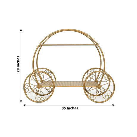 2-Tier Cinderella Carriage Metal Cake Stand - Gold CAKE_STND_COACH02_28_GOLD