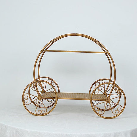 2-Tier Cinderella Carriage Metal Cake Stand - Gold CAKE_STND_COACH02_28_GOLD