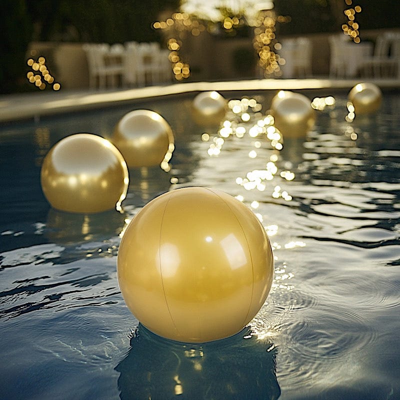 2 Vinyl Inflatable Beach Balls - Gold