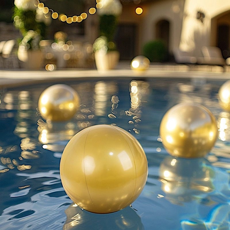 2 Vinyl Inflatable Beach Balls - Gold