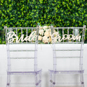 2 Wooden 12" x 5" Bride and Groom Chair Signs Wedding Hanging Decor - Natural WOD_CHAIRSIGN001_NAT