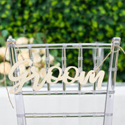 2 Wooden 12" x 5" Bride and Groom Chair Signs Wedding Hanging Decor - Natural WOD_CHAIRSIGN001_NAT