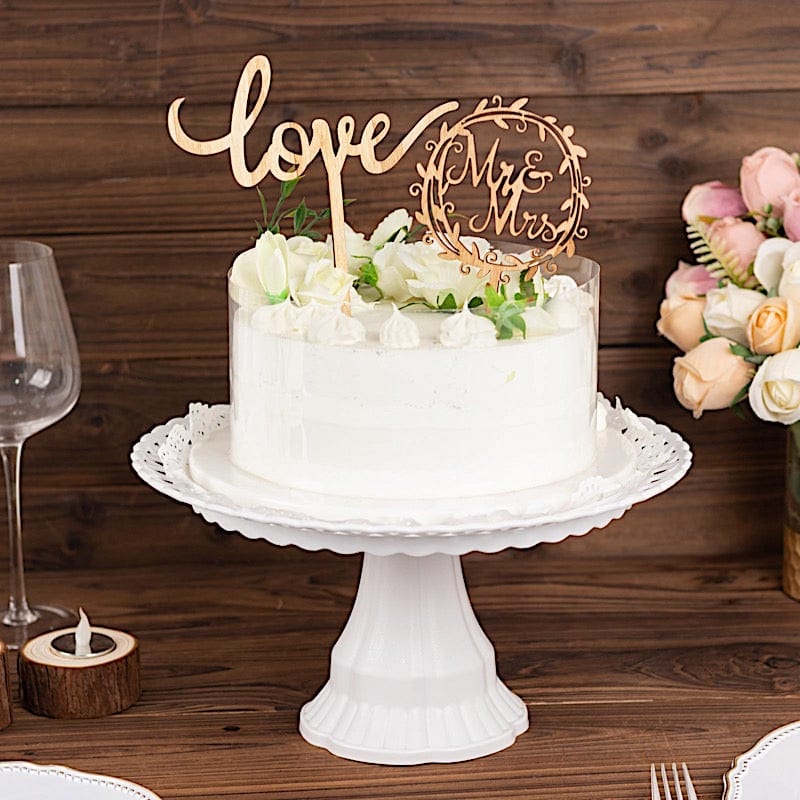 2 Wooden Mr & Mrs and Love Wedding Cake Toppers - Natural CAKE_TOP_016_MIX_NAT