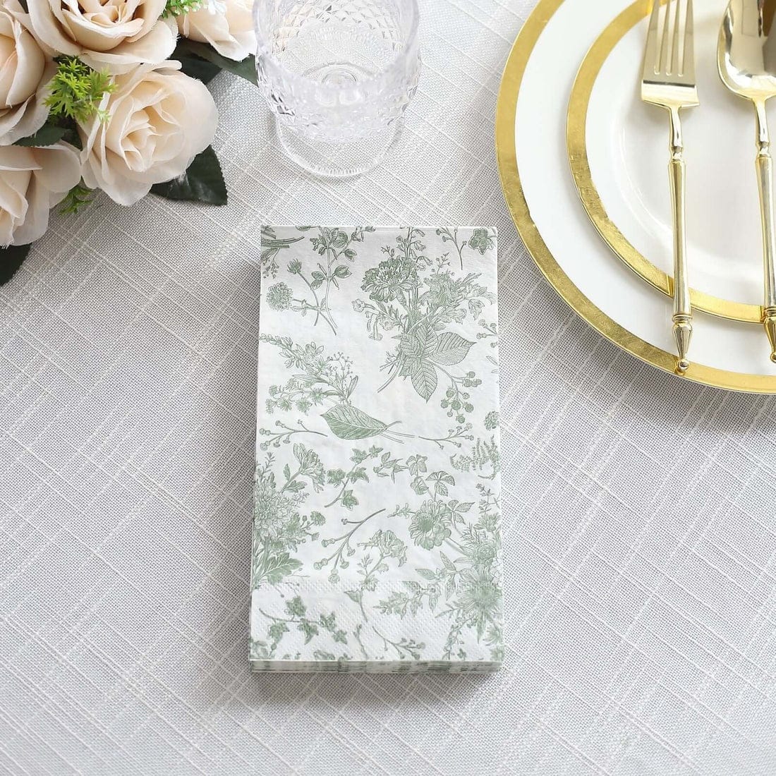20 Floral 2 Ply French Toile Paper Disposable Dinner Napkins